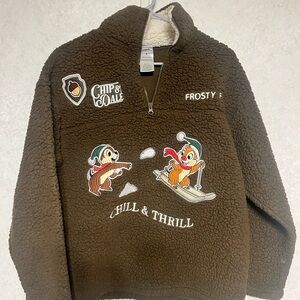Disney Brown Fleece Jacket with Chip & Dale